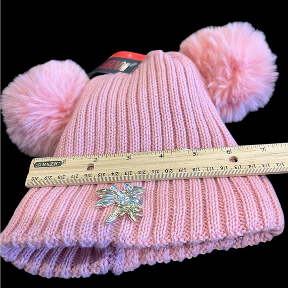 Beanie and brooch bundle! NWT double Pom Pom hat paired with vintage bro… - Picture 5 of 5